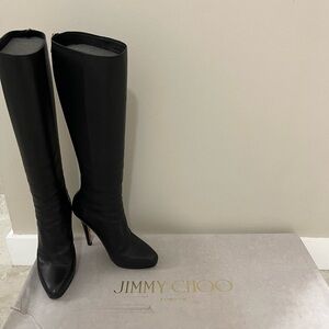 Jimmy Choo Gecco Grainy Calf black boots